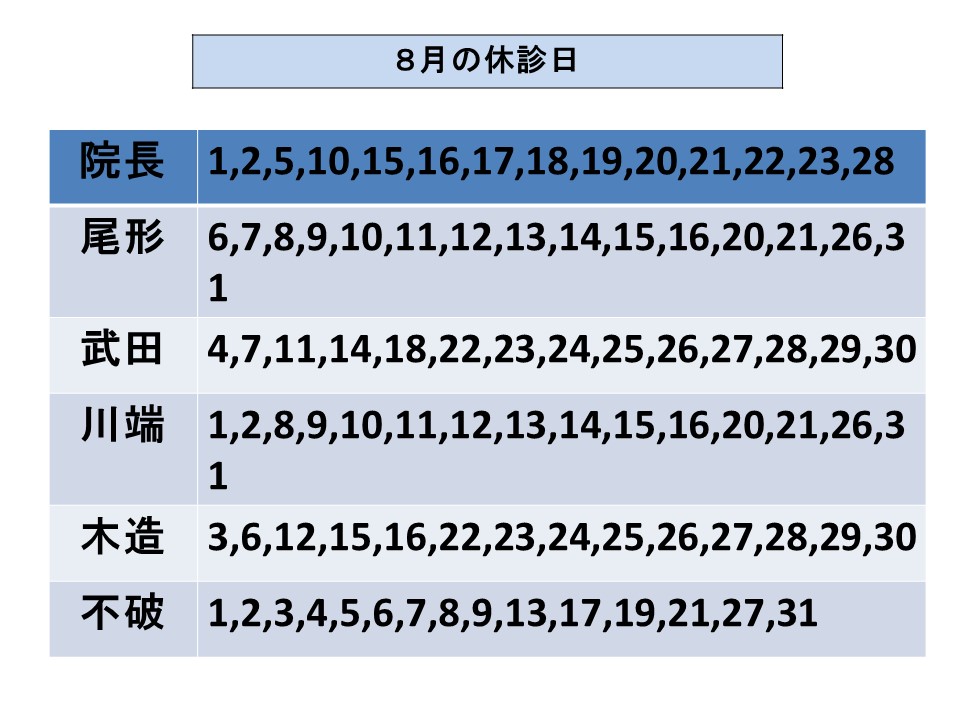 先生の休診日